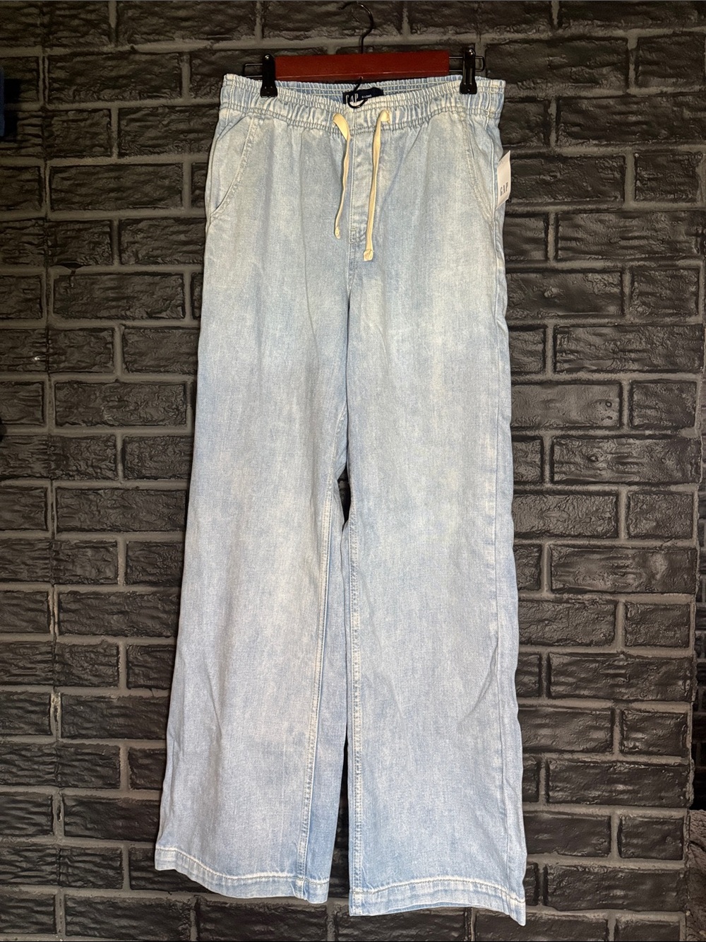 GAP Light Blue High Waisted Long Relaxed Drawstring Jeans